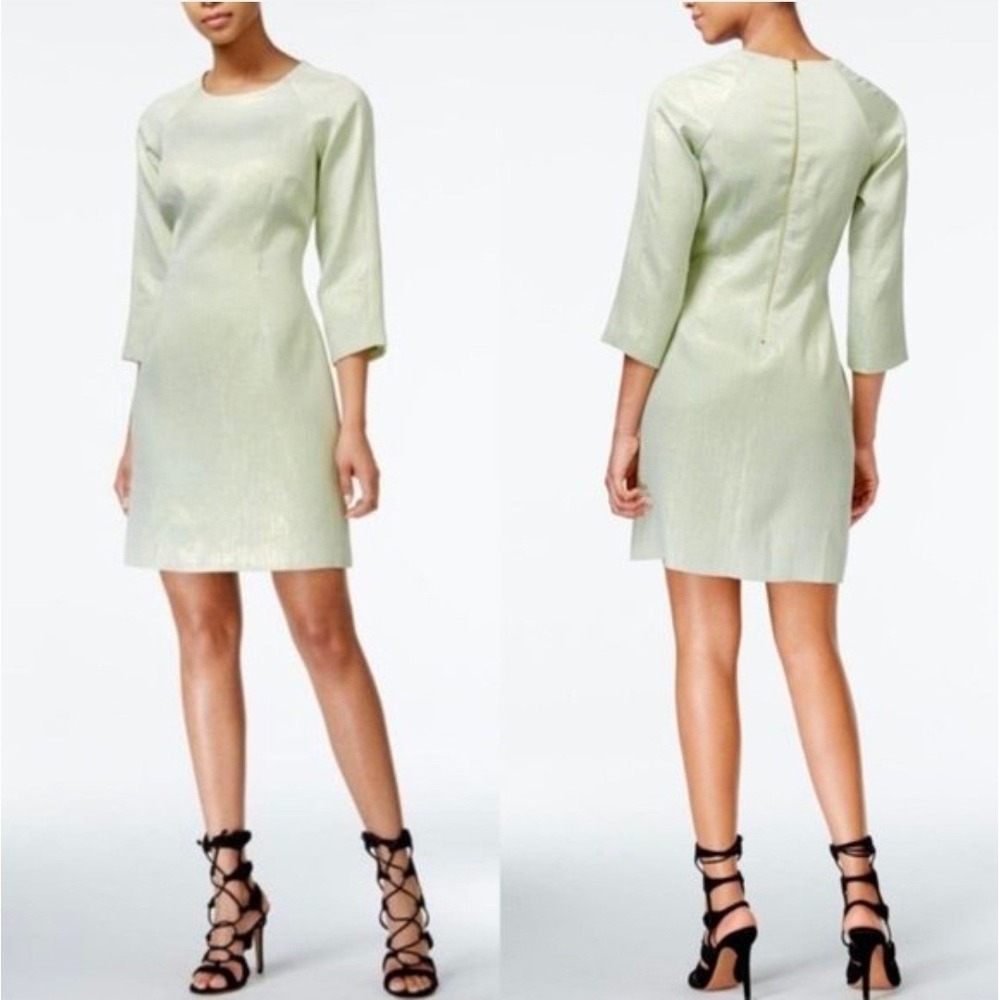 Rachel Rachel Roy Sheath Dress Women 6 Pale Green Metallic Shimmer Retro Glitzy